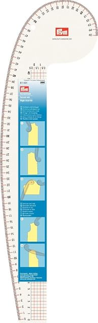 Règle courbe transparente Prym pour patronage, 52,5 sur 16 cm