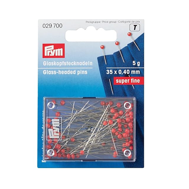 Épingles Prym à tête de verre rouge, 0,40 sur 35 mm