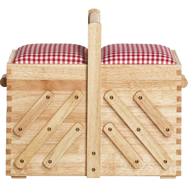 Boîte à couture Prym en bois, taille moyenne, doublée de tissu